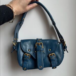 Marc Jacobs Teal Blue and Gold Mini Bag with Adjustable Strap